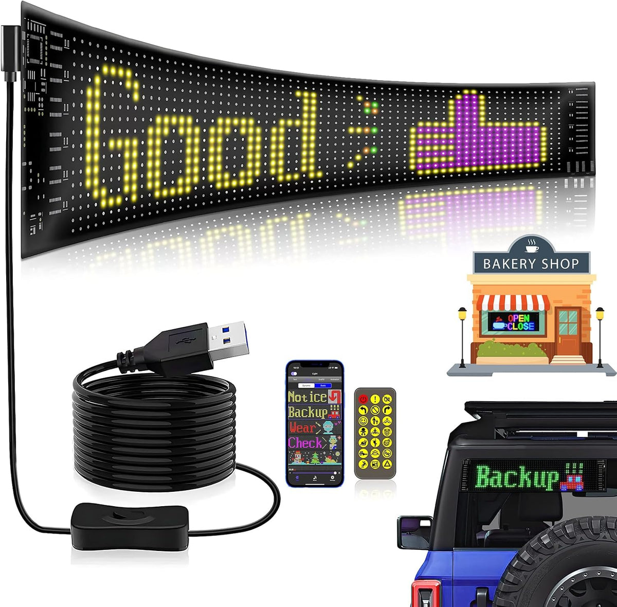 Car Matrix Led Display with Remote control and App control mobile application