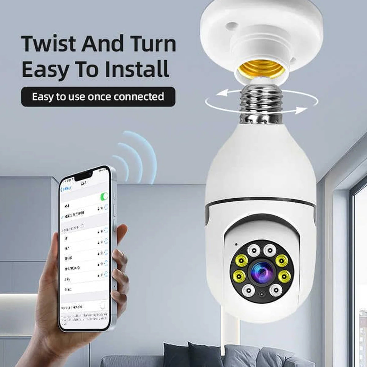 Bulb Camera 360 1080p WiFi Auto Rotation Fish Eye 360 Degree Panoramic Mini Lamp IR CCTV 1080p Home Security…  (Pack of 2)