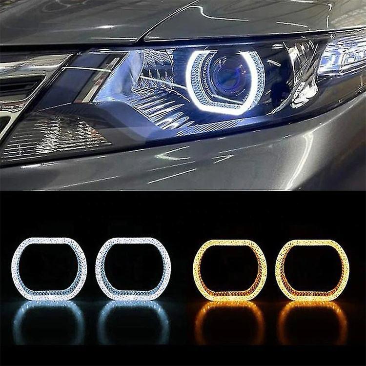 AutoBizarre 2Pcs 3 Inch LED Angel Eyes Halo Ring Headlight Shrouds Cover Mask 5D Crystal RGB DRL Lights with Mobile Application Control for All Cars, Vans, SUVs, etc