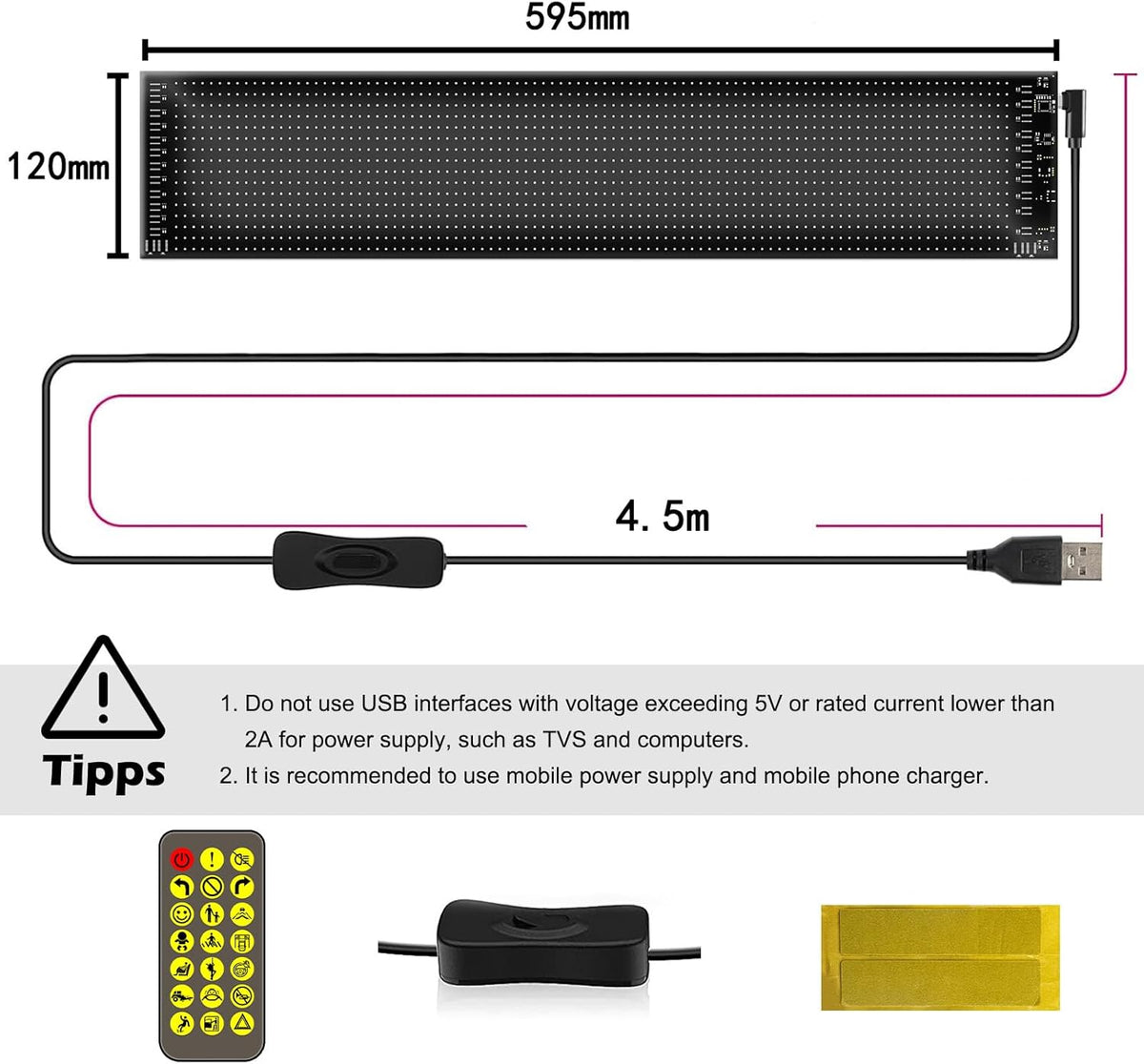 Car Matrix Led Display with Remote control and App control mobile application