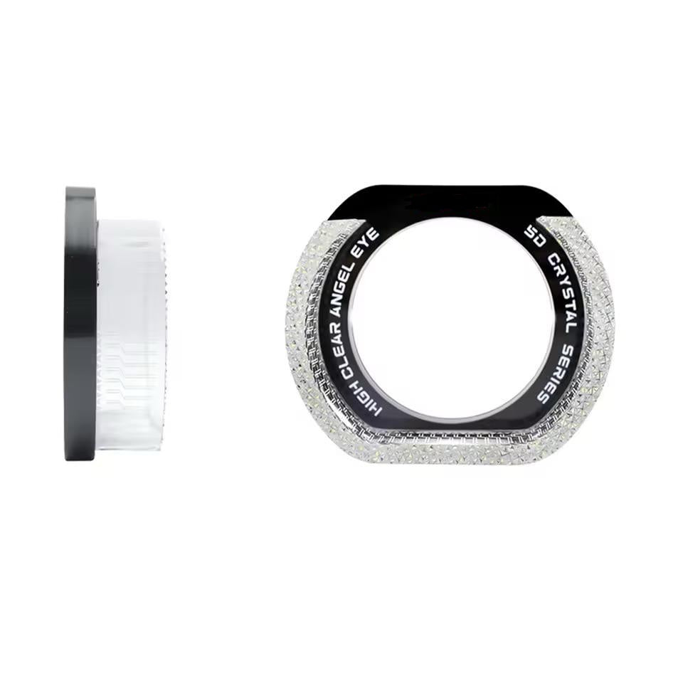AutoBizarre 2Pcs 3 Inch LED Angel Eyes Halo Ring Headlight Shrouds Cover Mask 5D Crystal RGB DRL Lights with Mobile Application Control for All Cars, Vans, SUVs, etc