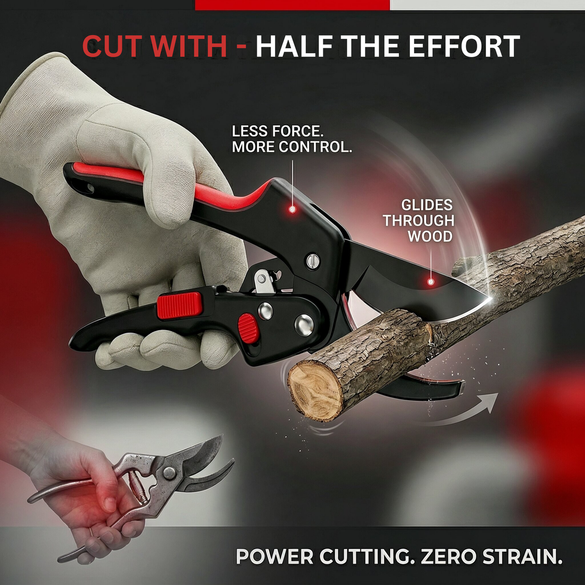 Professional Pruning Shears SK5 Steel Blade | Garden Secateurs Cutter | Heavy Duty Plant Trimming Tool with Safety Lock