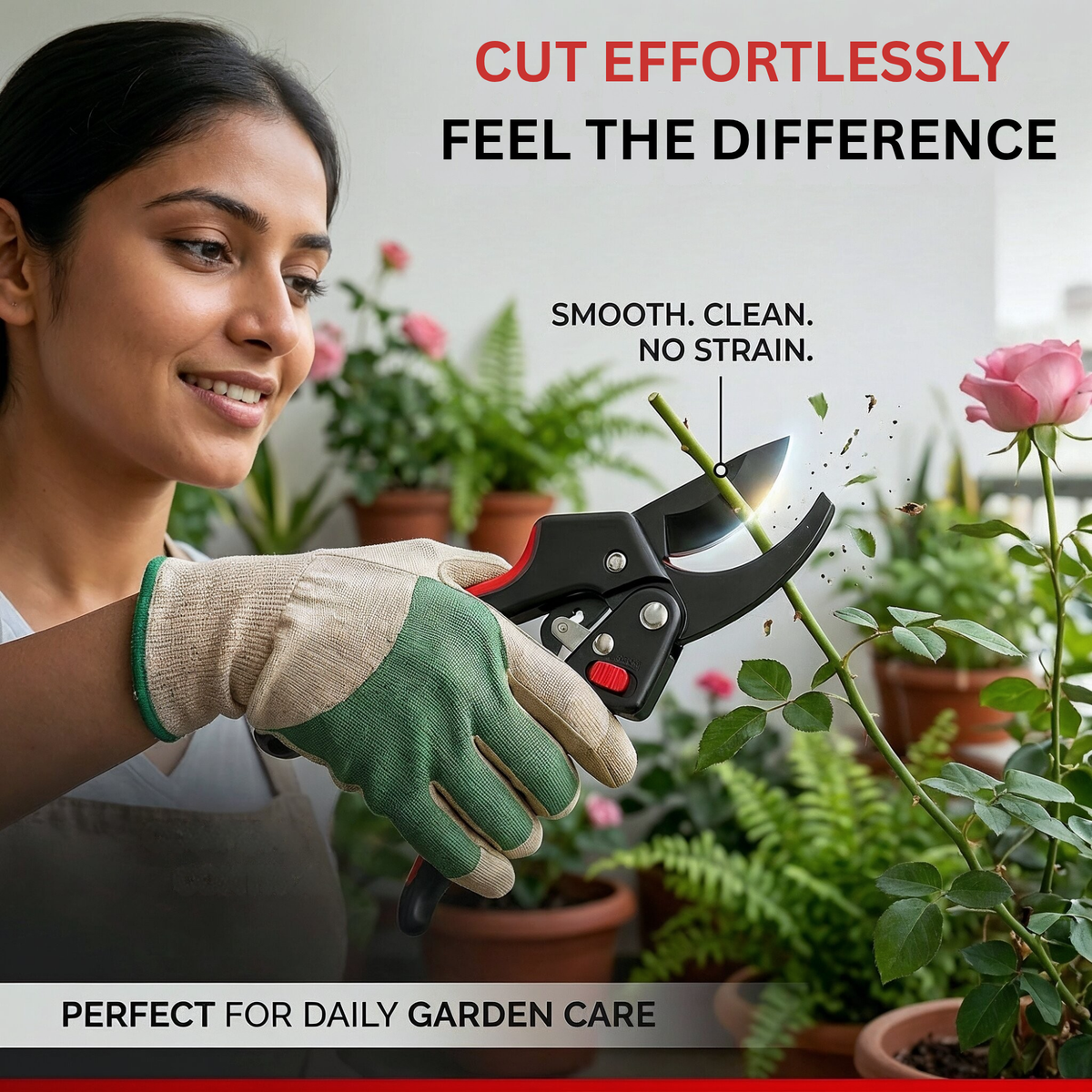 Professional Pruning Shears SK5 Steel Blade | Garden Secateurs Cutter | Heavy Duty Plant Trimming Tool with Safety Lock