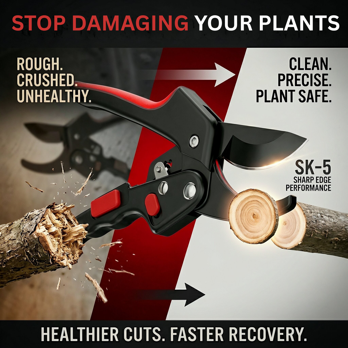 Professional Pruning Shears SK5 Steel Blade | Garden Secateurs Cutter | Heavy Duty Plant Trimming Tool with Safety Lock