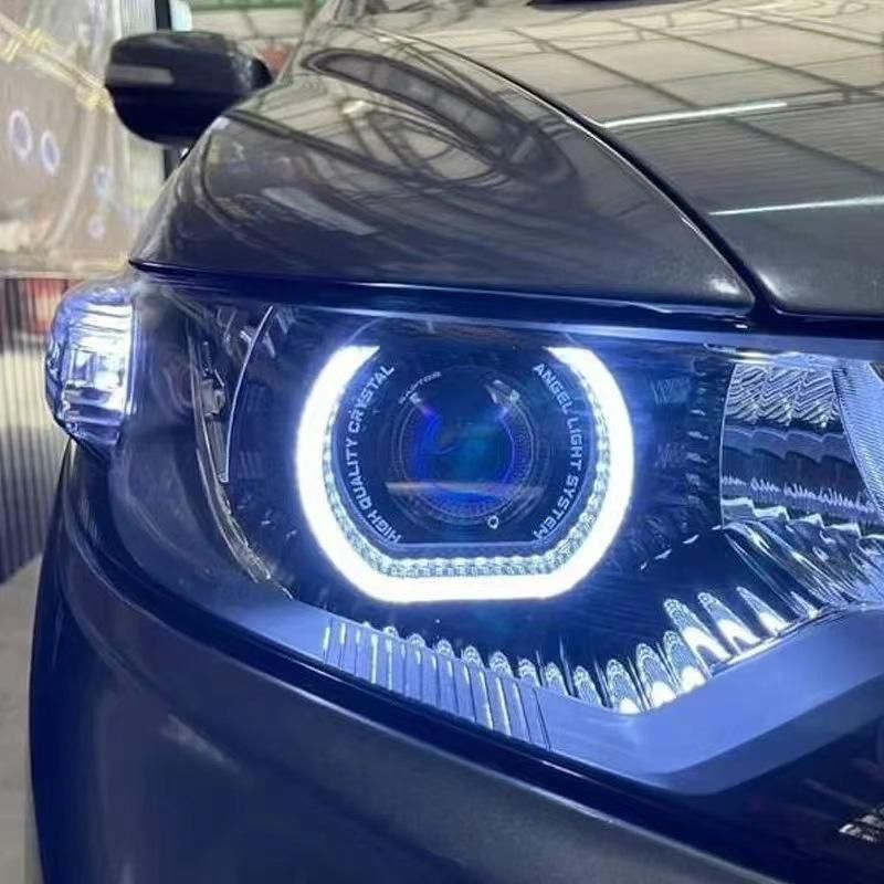 AutoBizarre 2Pcs 3 Inch LED Angel Eyes Halo Ring Headlight Shrouds Cover Mask 5D Crystal RGB DRL Lights with Mobile Application Control for All Cars, Vans, SUVs, etc