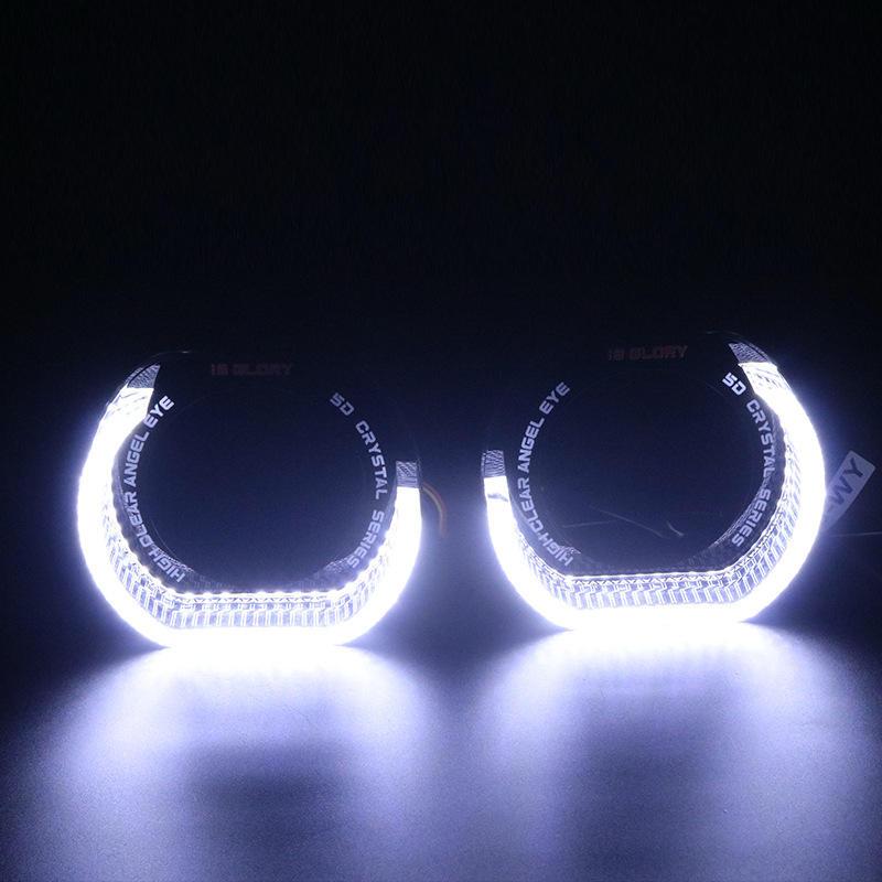 AutoBizarre 2Pcs 3 Inch LED Angel Eyes Halo Ring Headlight Shrouds Cover Mask 5D Crystal RGB DRL Lights with Mobile Application Control for All Cars, Vans, SUVs, etc