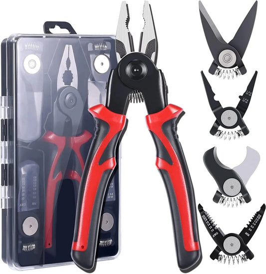 5-in-1 Multi-Function Electrician Plier Set | Wire Stripper, Crimper, Cutter & Sheet Metal Shear | 10–22 AWG