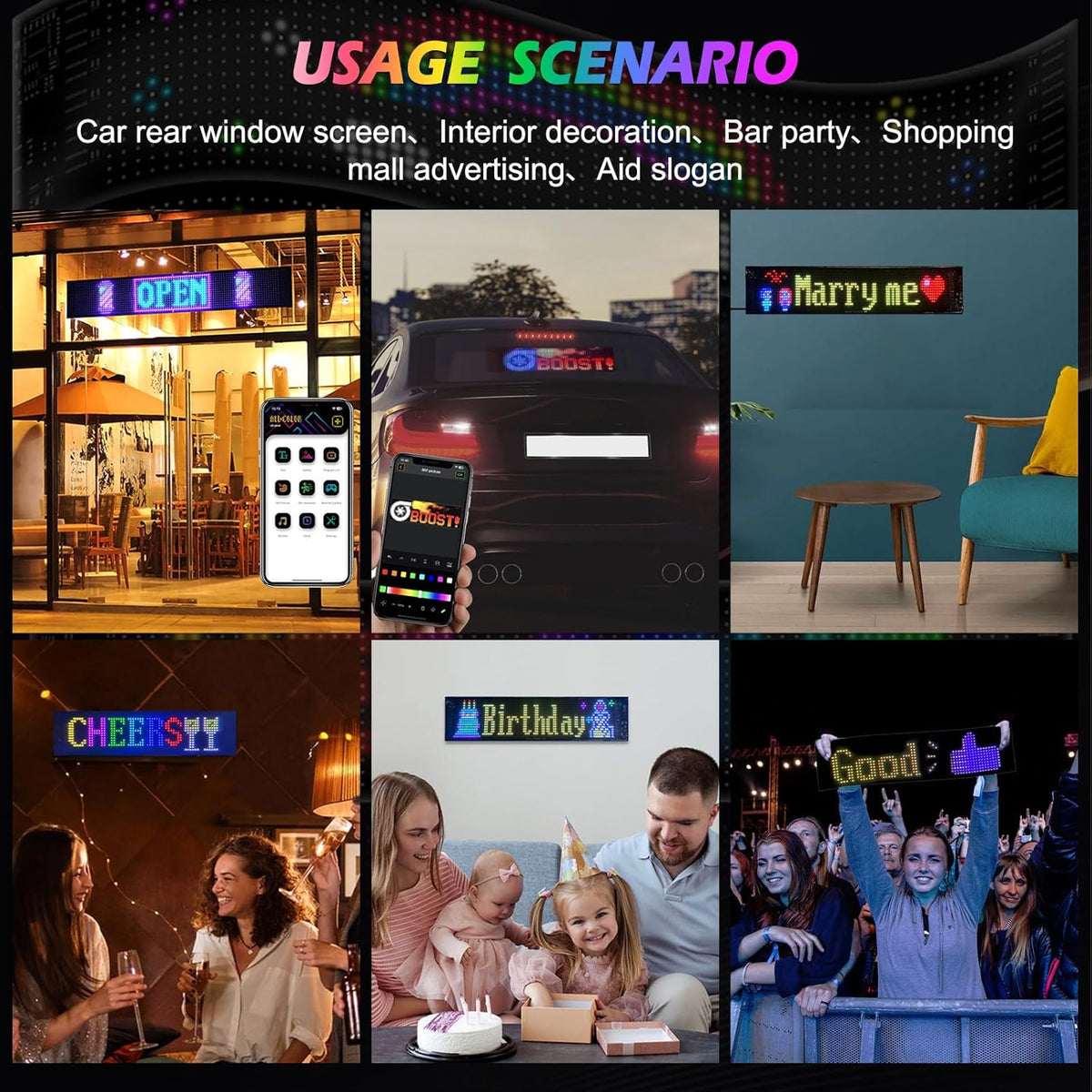 Car Matrix Led Display with Remote control and App control mobile application