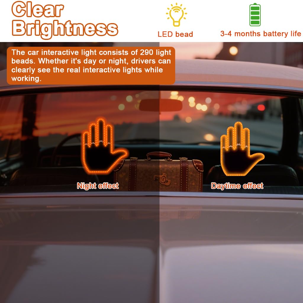 (Pack of 2) Gesture Control Display Light for Car – 4 Emotion Signals