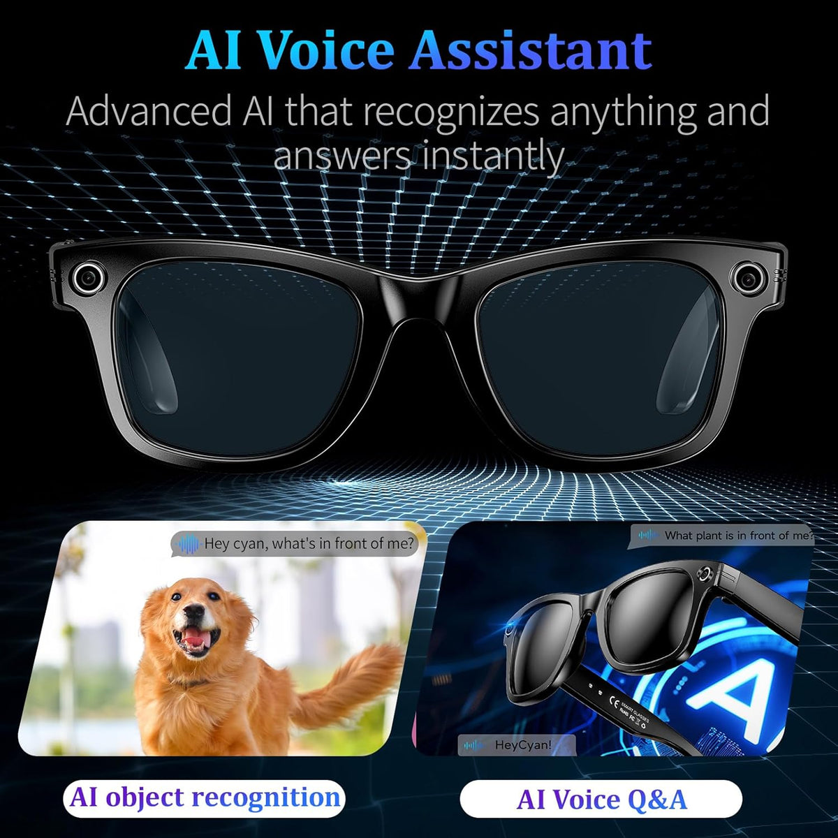 AI Smart Glasses with 8MP Camera, 4K Video & HD Photo, Bluetooth Audio, AI Voice Assistant (BUY 1 GET 1 FREE)