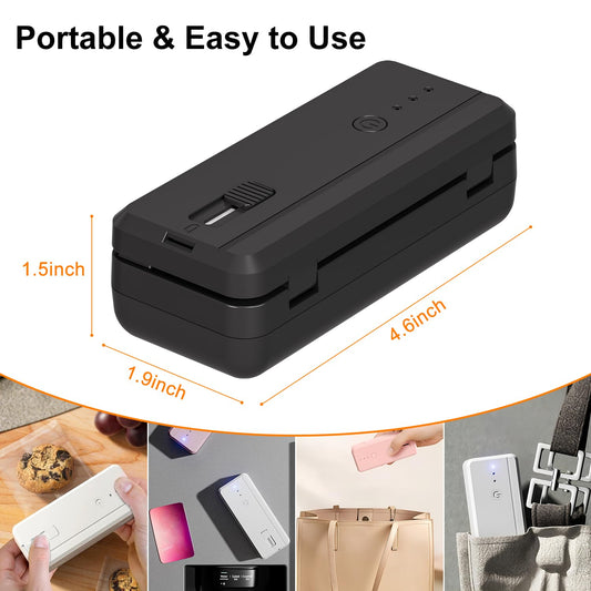 Mini Bag Sealer and Cutter magnet 1300mAh Rechargeable Chip Bag Sealer Machine Sealer Portable Heat Sealer Kitchen Food packaging Plastic bag resealer (White)