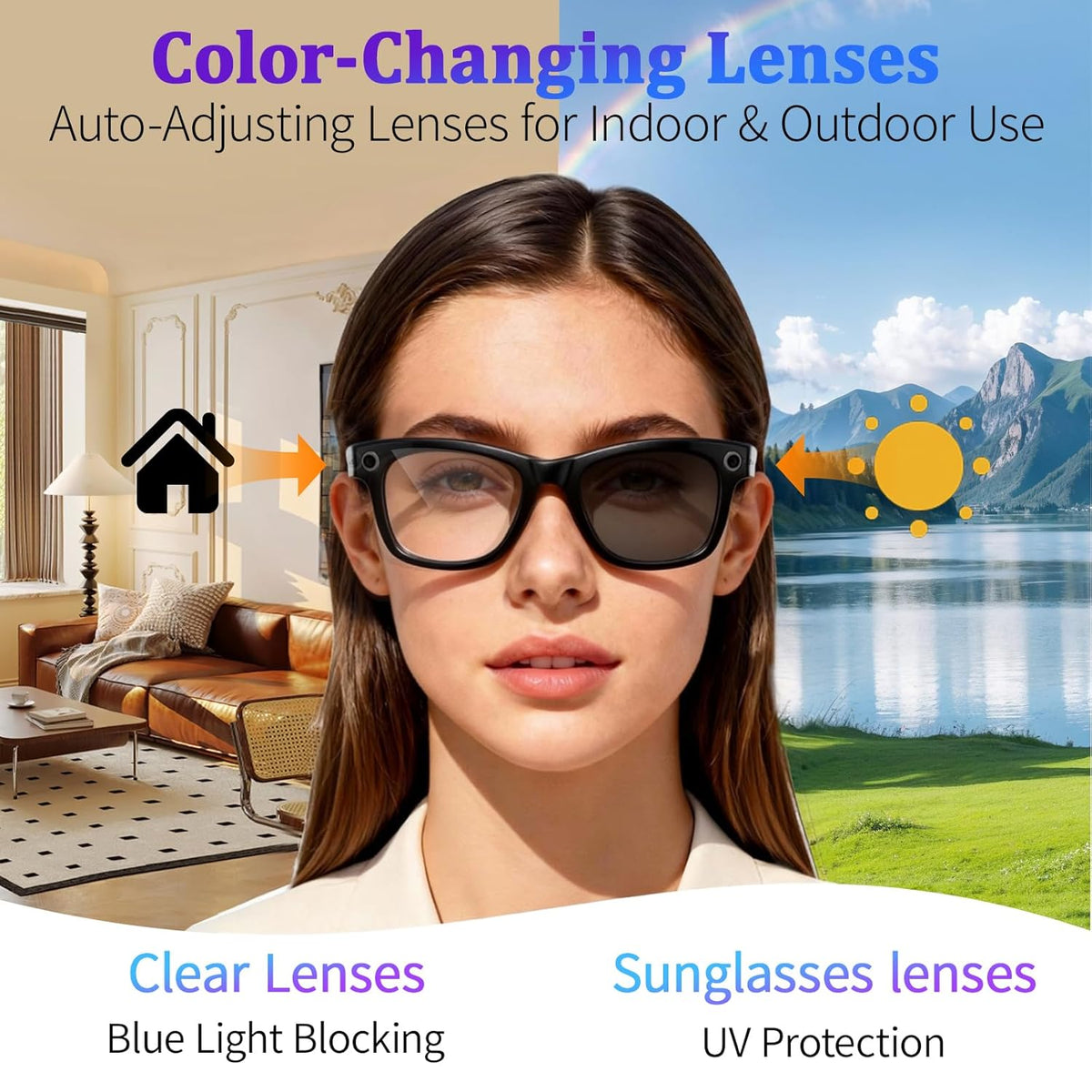 AI Smart Glasses with 8MP Camera, 4K Video & HD Photo, Bluetooth Audio, AI Voice Assistant (BUY 1 GET 1 FREE)