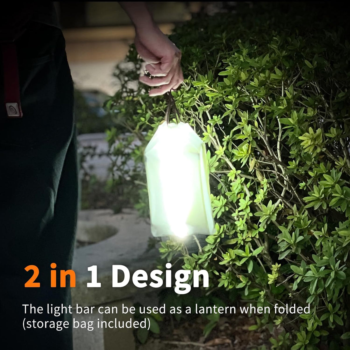 Rechargeable Camping Light Bar, IP66 Waterproof LED Tube, TPU Ultralight Electric Light, 2000mAh Foldable Inflatable Outdoor Tent Light for...