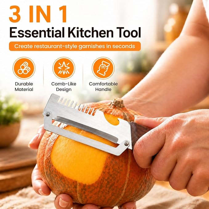 3-in-1 Multifunctional Peeler with Bottle Opener & Wooden Handle
