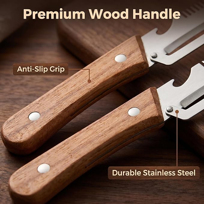 3-in-1 Multifunctional Peeler with Bottle Opener & Wooden Handle