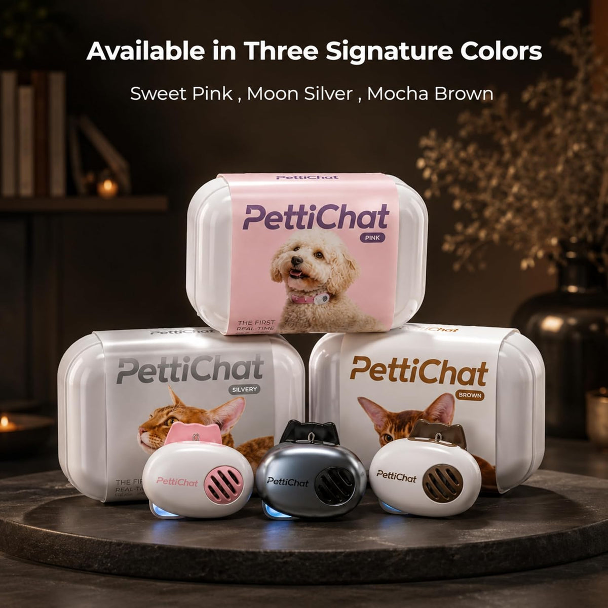 PettiChat AI Translator Collar for Dogs & Cats – Two-Way Communication, Smart Emotion Detection, GPS Location Tracking, App-Controlled Wearable Device