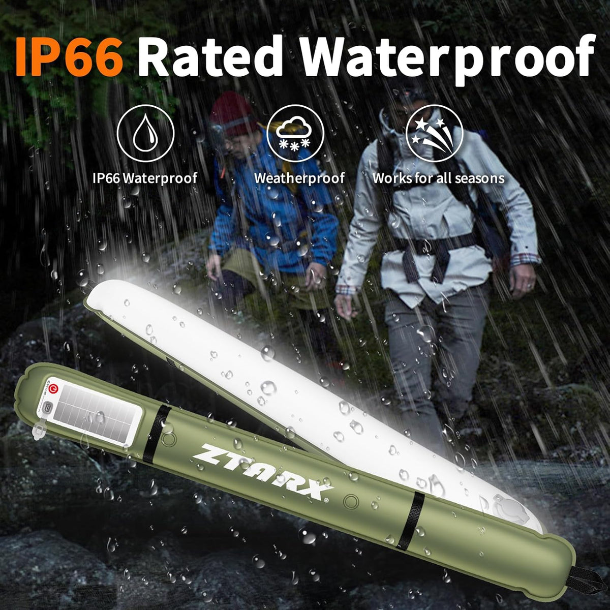 Rechargeable Camping Light Bar, IP66 Waterproof LED Tube, TPU Ultralight Electric Light, 2000mAh Foldable Inflatable Outdoor Tent Light for...
