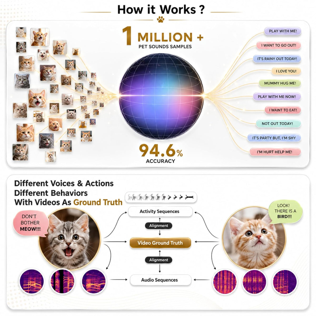 PettiChat AI Translator Collar for Dogs & Cats – Two-Way Communication, Smart Emotion Detection, GPS Location Tracking, App-Controlled Wearable Device