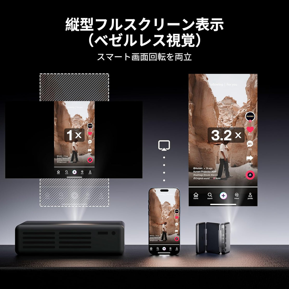 Portable Pocket ZIPs Projector, Ultra Lightweight 9.8 oz 280 g, Compact Short Focus, Trifold, DLP, 720P,, 1080P, Autofocus, Auto Keystone Correction, Mirroring