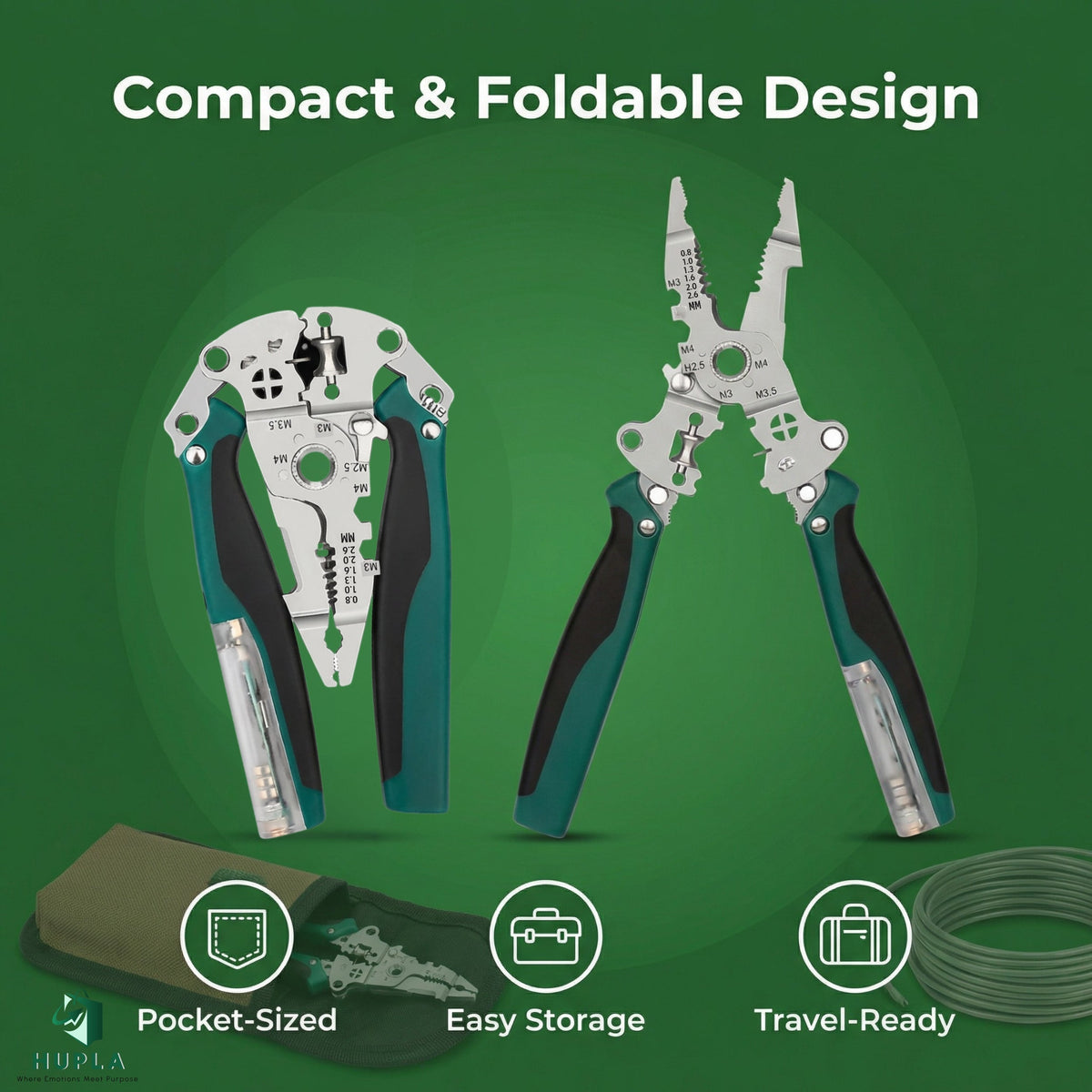 9 in 1 Multifunction Wire Stripper Plier with Electric Test Pen | Foldable Combination Tool for Electricians