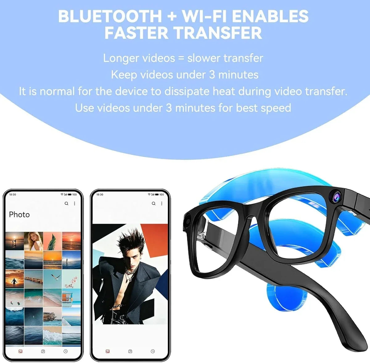 AI Smart Glasses with 8MP Camera & Bluetooth Calling