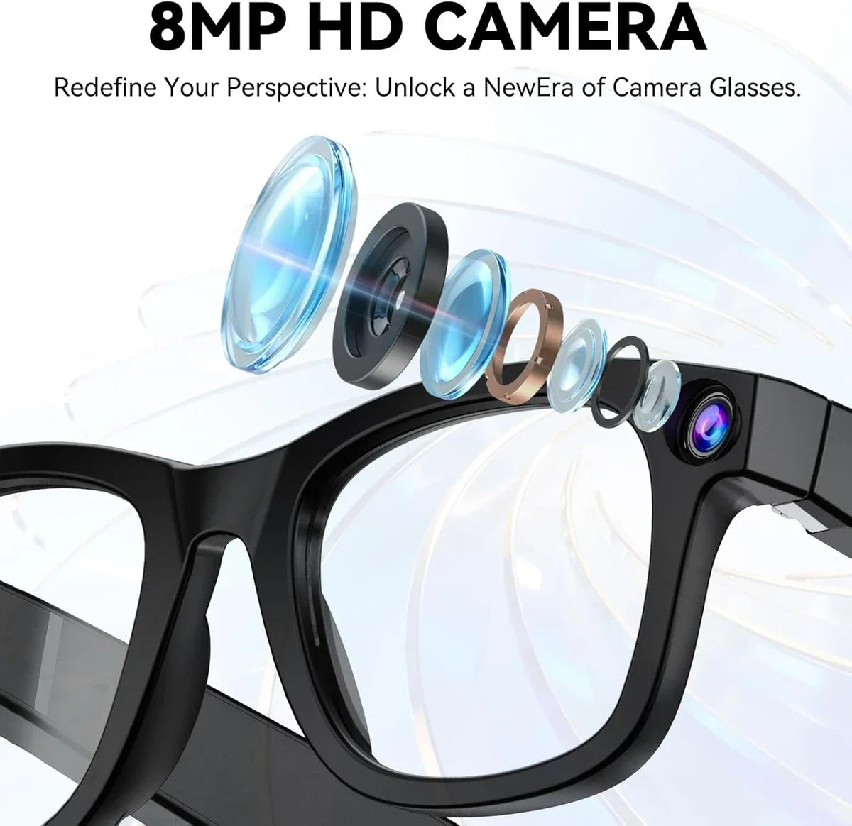 AI Smart Glasses with 8MP Camera & Bluetooth Calling