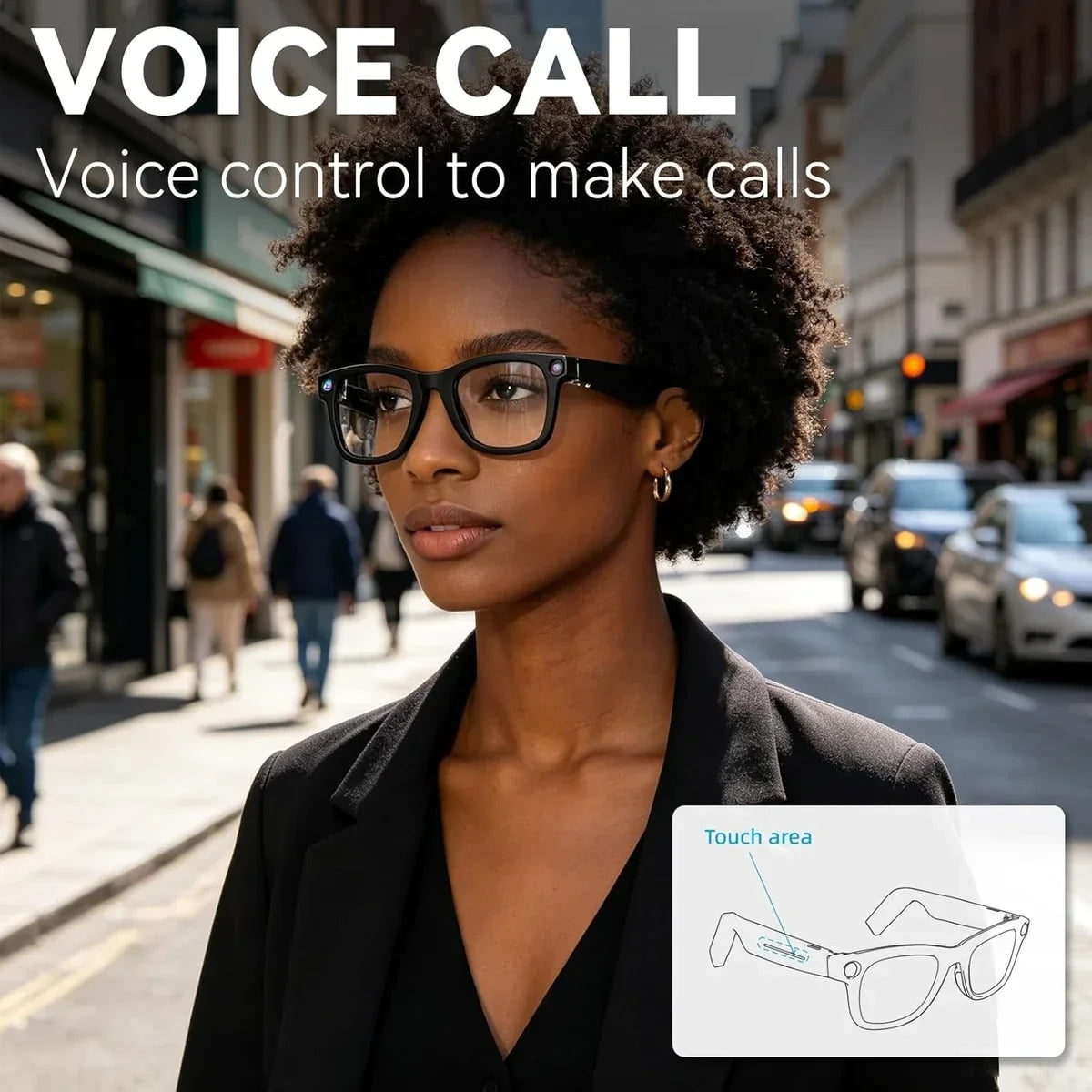 AI Smart Glasses with 8MP Camera & Bluetooth Calling
