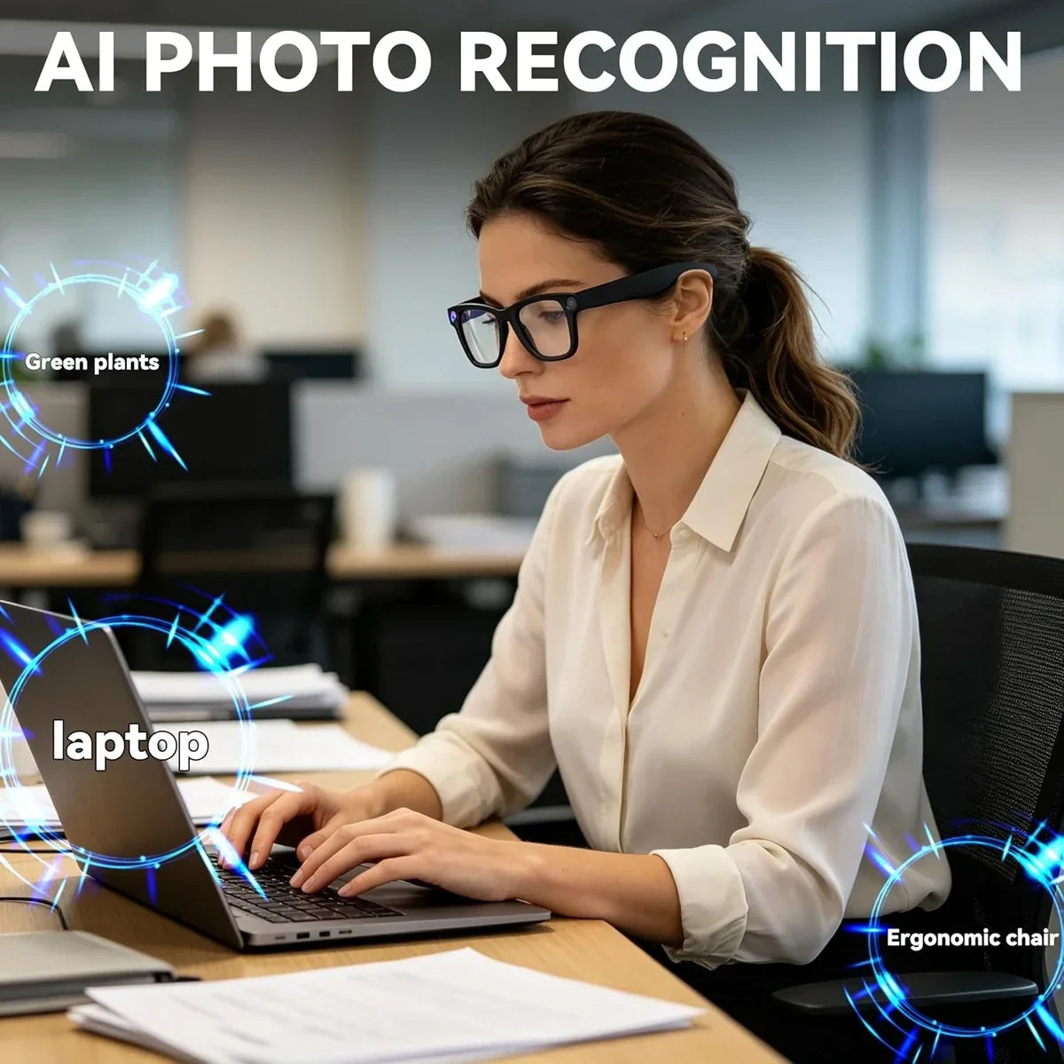 AI Smart Glasses with 8MP Camera & Bluetooth Calling