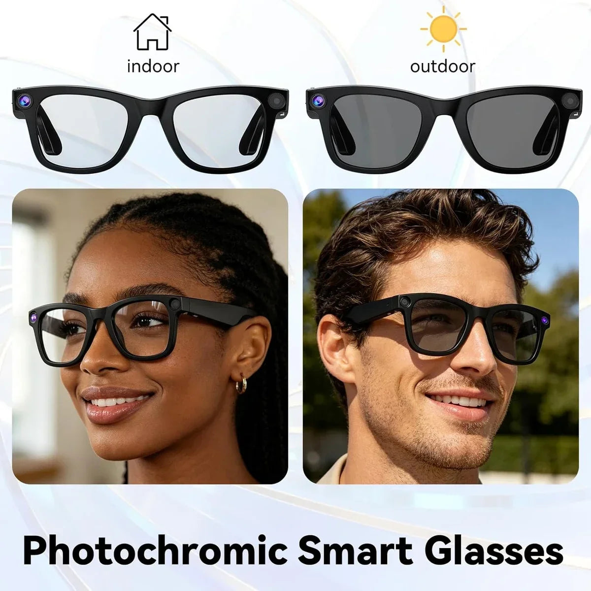 AI Smart Glasses with 8MP Camera & Bluetooth Calling
