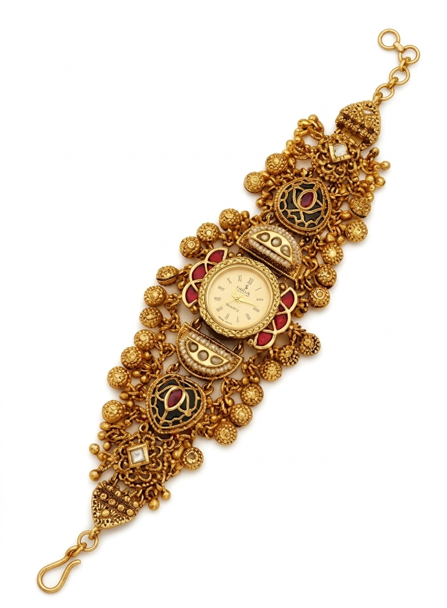 Kashmiri Royal Vintage Gold Bracelet Watch for Women (BUY 1 GET 1 FREE )