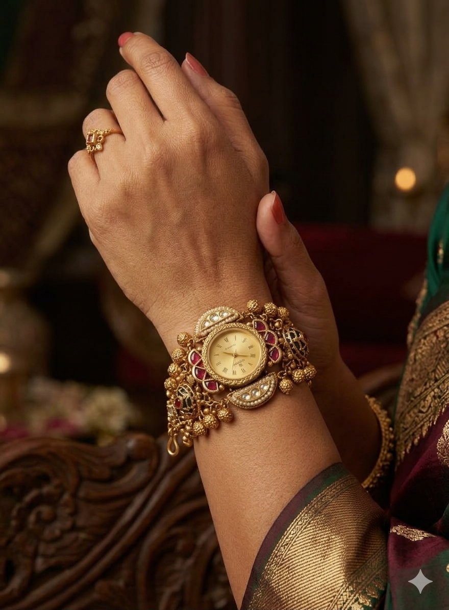 Kashmiri Royal Vintage Gold Bracelet Watch for Women (BUY 1 GET 1 FREE )