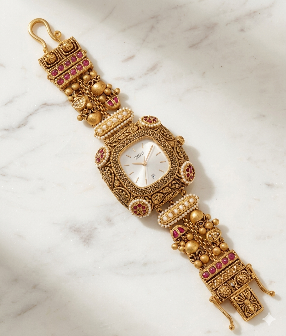 Kashmiri Vintage Gold Bracelet Watch for Women (BUY 1 GET 1 FREE )