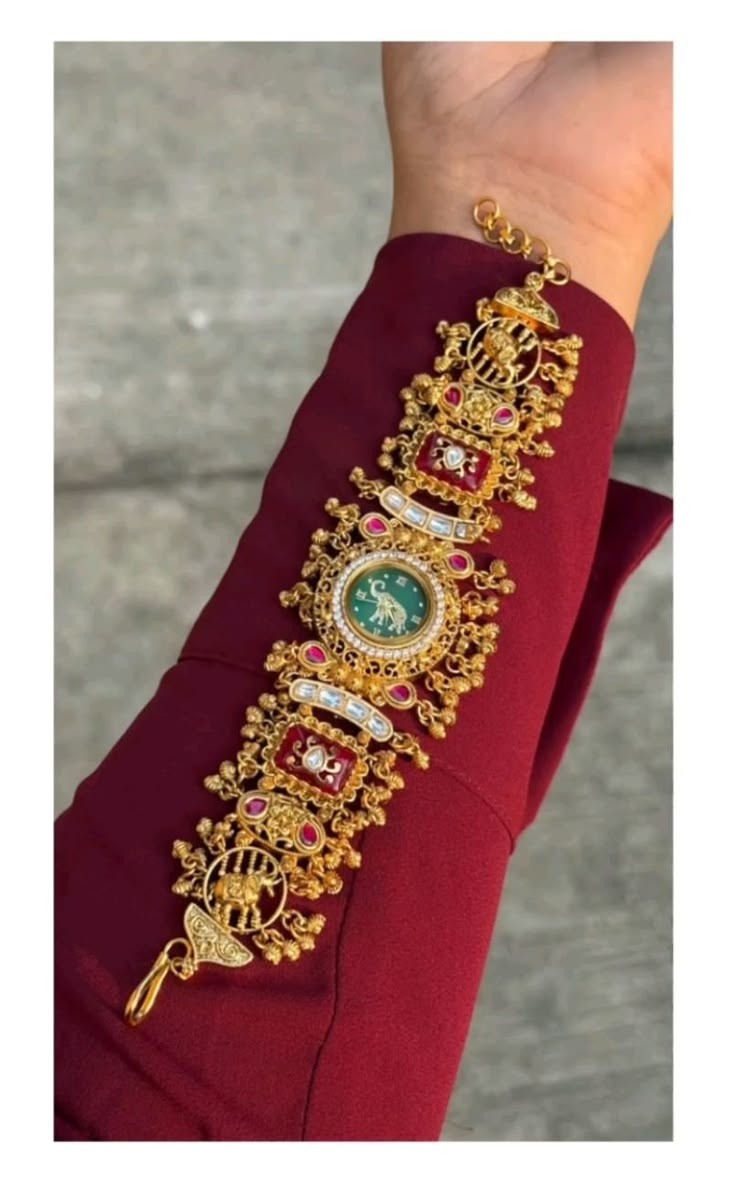 Kashmiri Elephant Motif Kundan Statement Watch(BUY 1 GET 1 FREE )