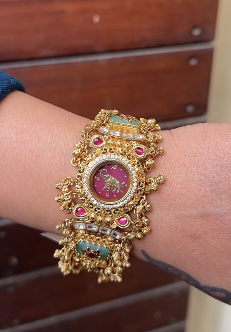 Kashmiri Antique Gold-Plated Temple Jewelry Watch(BUY 1 GET 1 FREE )