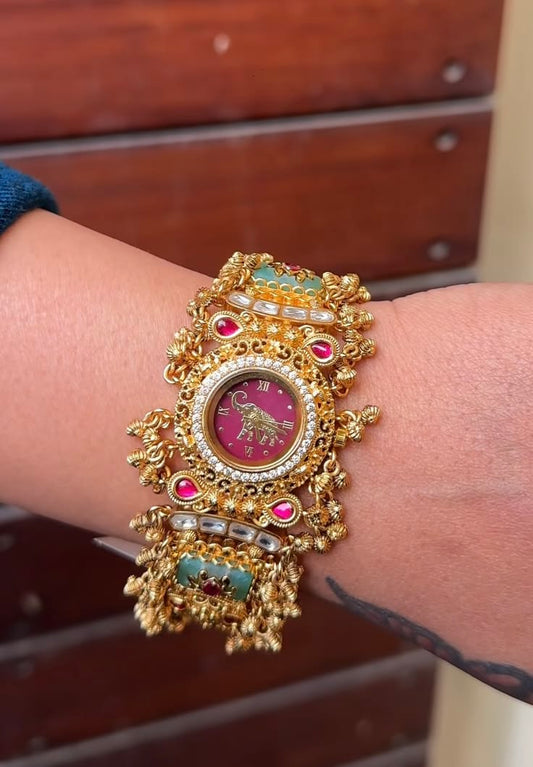 Kashmiri Antique Gold-Plated Temple Jewelry Watch(BUY 1 GET 1 FREE )
