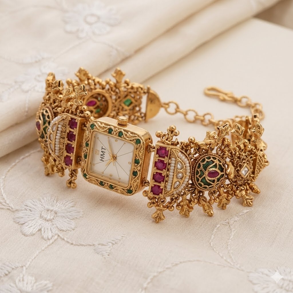 Kashmiri Rectangular Bridal Watch – (BUY 1 GET 1 FREE )