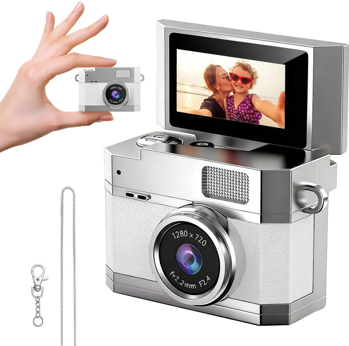 dkian lk 026 Mini Digital Camera small Flip Screen Display Memories with Ease and Convenience 1080P Video Recorder Portable Miniature Camera (48 MP, White)