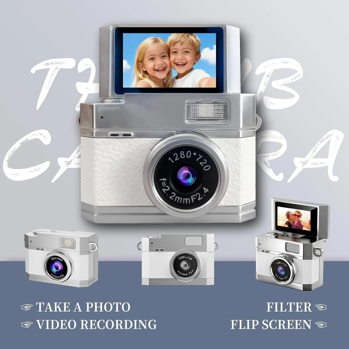 dkian lk 026 Mini Digital Camera small Flip Screen Display Memories with Ease and Convenience 1080P Video Recorder Portable Miniature Camera (48 MP, White)