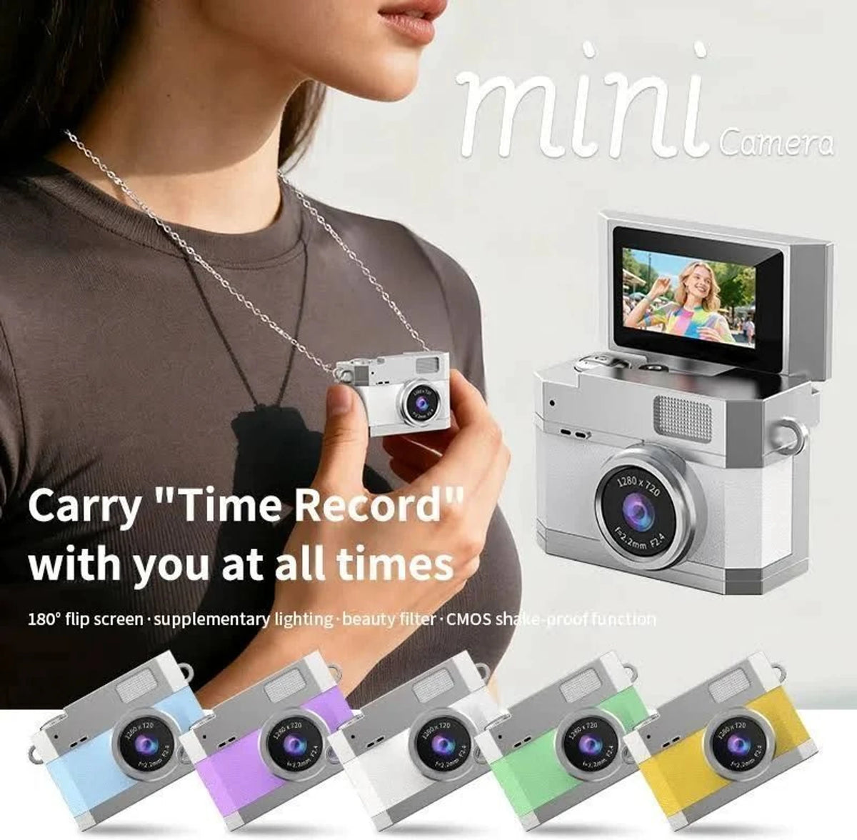 dkian lk 026 Mini Digital Camera small Flip Screen Display Memories with Ease and Convenience 1080P Video Recorder Portable Miniature Camera (48 MP, White)
