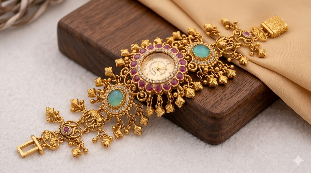 Elephant Design Kashmiri Bridal Watch – (BUY 1 GET 1 FREE )