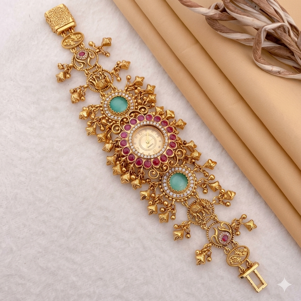Elephant Design Kashmiri Bridal Watch – (BUY 1 GET 1 FREE )