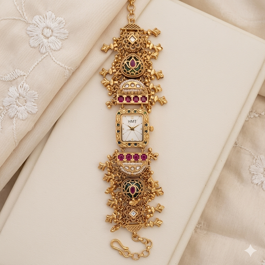 Kashmiri Rectangular Bridal Watch – (BUY 1 GET 1 FREE )