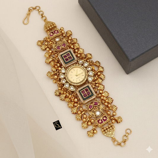 Kashmiri Maroon Bridal Watch – (BUY 1 GET 1 FREE )