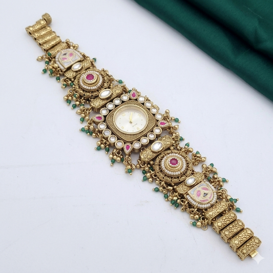 Kashmiri Square Dial Bridal Watch – (BUY 1 GET 1 FREE )
