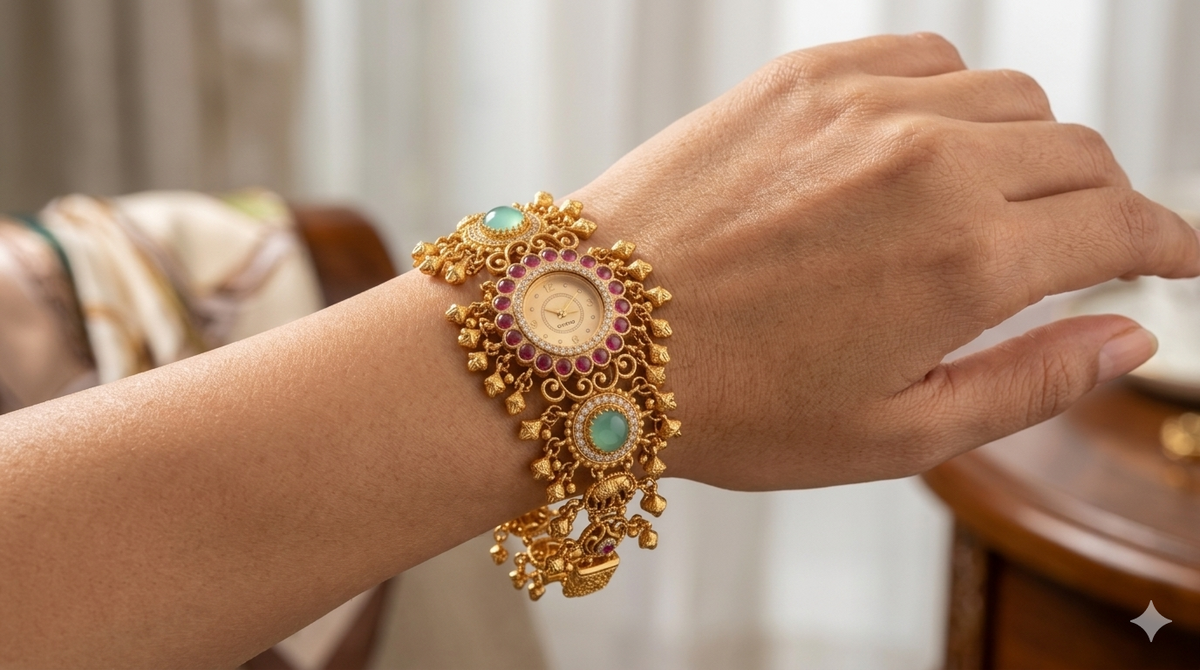 Elephant Design Kashmiri Bridal Watch – (BUY 1 GET 1 FREE )