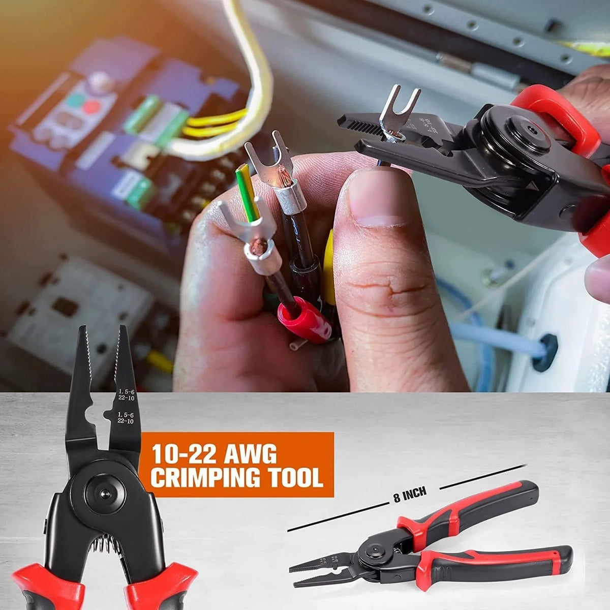 5-in-1 Multi-Function Electrician Plier Set | Wire Stripper, Crimper, Cutter & Sheet Metal Shear | 10–22 AWG