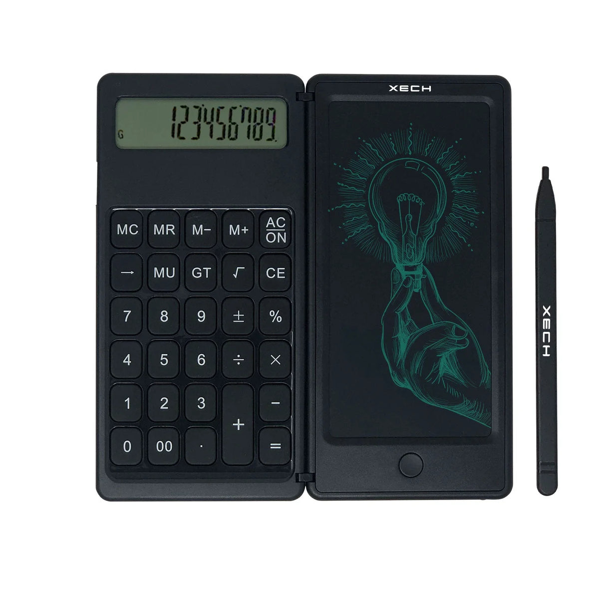 One smart calculator. One reusable writing pad. Zero desk clutter.